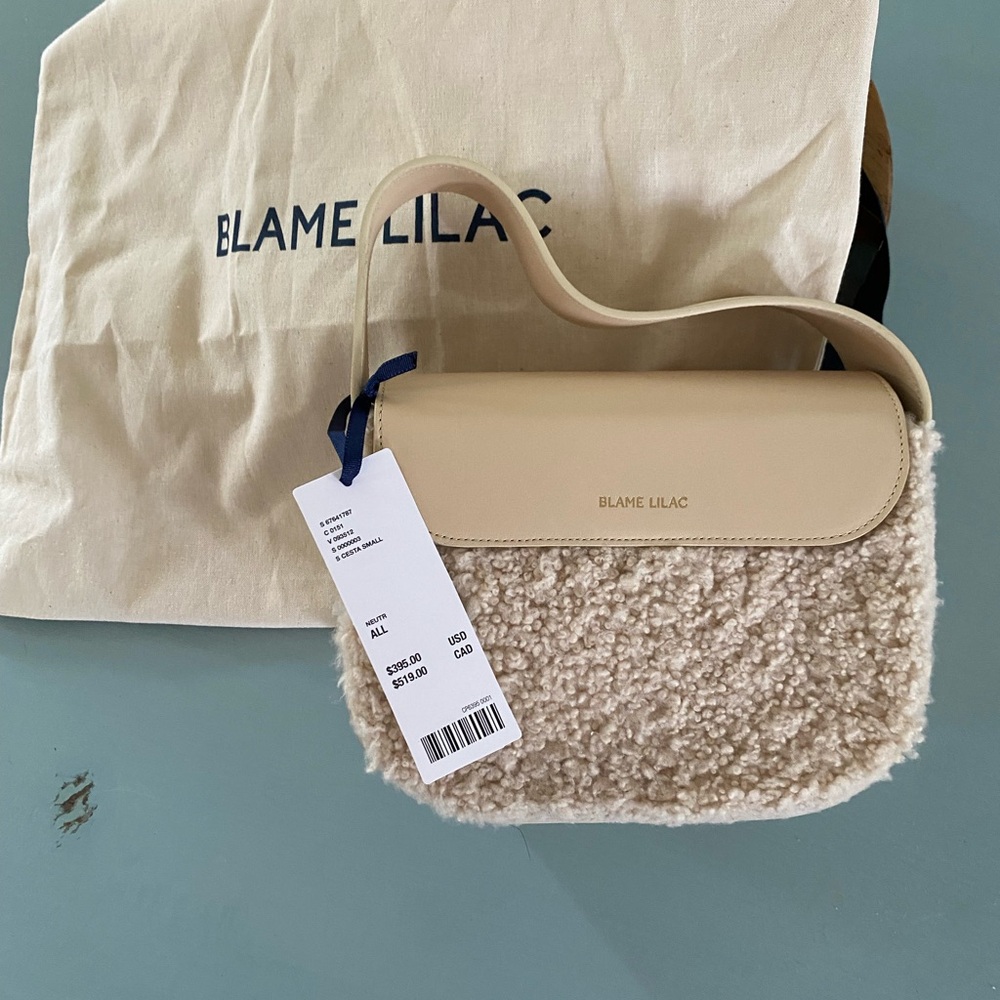 Brand new with tag Blame Lilac cream/tan crossbody high end bag.